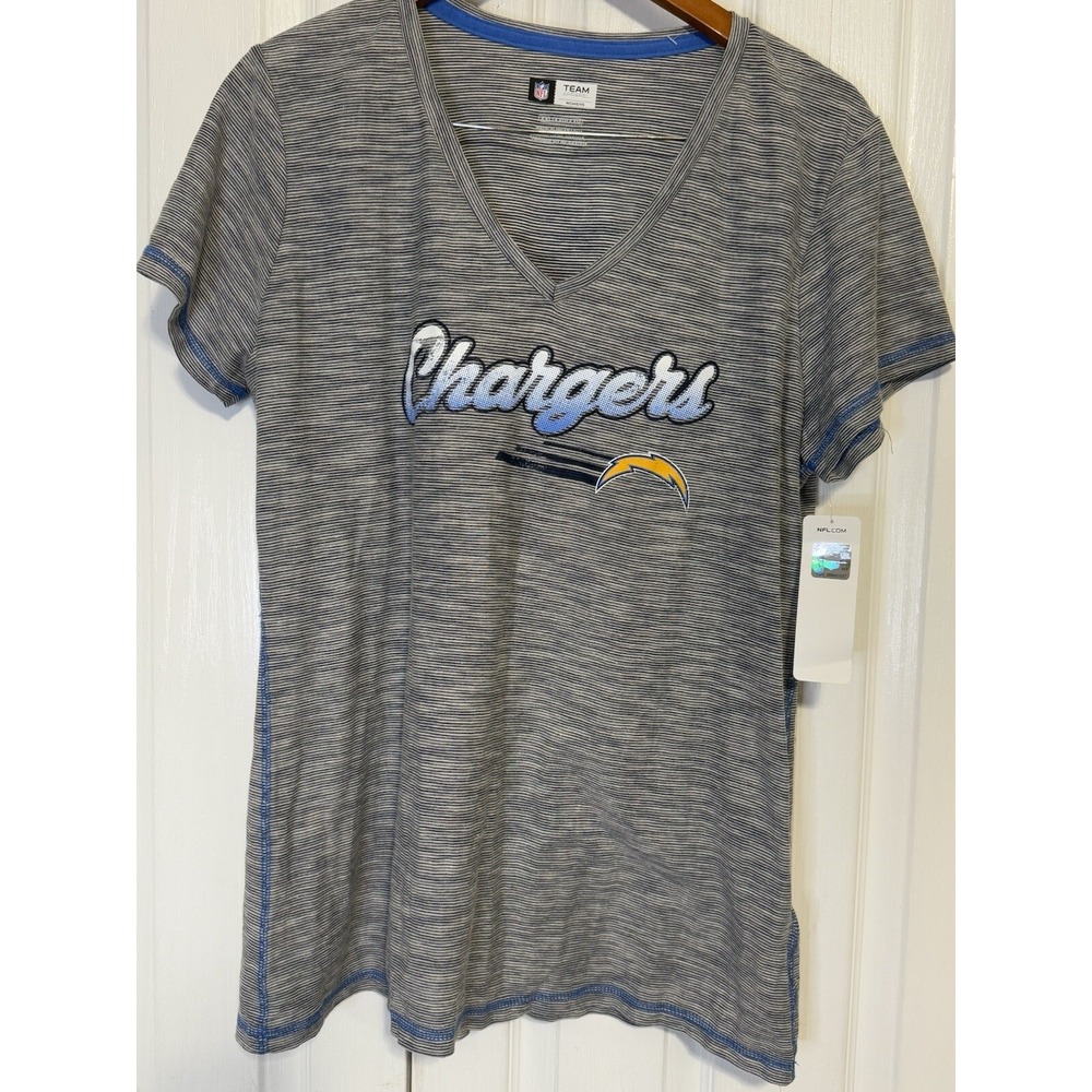 NFL Team Apparel Los Angeles Chargers T-Shirt Womens XXL Blue Space Dye V-Neck